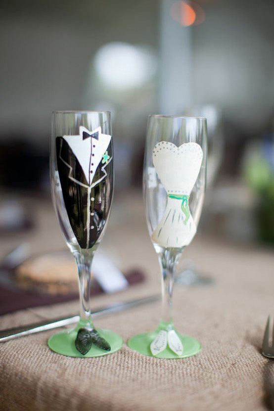 Украшение свадебных бокалов своими руками: 100 мастер классов